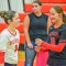 Kate Preator and Rae Leonhardt celebrate a good pass in the home game against Dubois. Stephanie Tolman