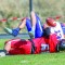 Riverside Senior Zack Kuntz causes a fumble on this tackle. He then recovered the ball to create a possession turnover to the Rebels. Roxanne Peterson