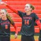 Adison Haslam, Sarah McNiven and Lucy McNiven celebrate the point at a previous Burlington home game. Stephanie Tolman