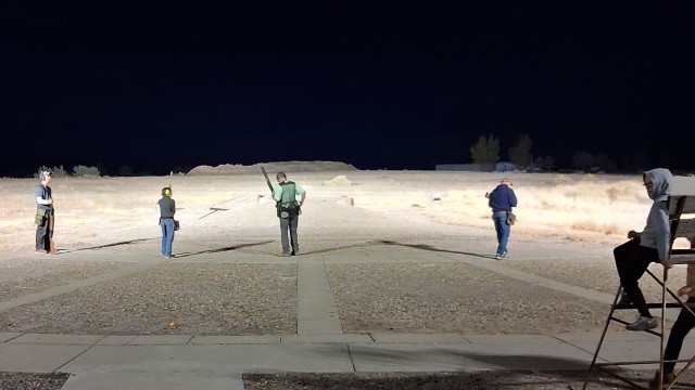Bighorn Basin Gun Club members try out the lights that were recently installed. Courtesy photo