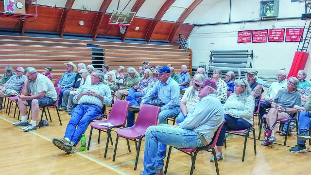 Over 40 people attended a Propety Tax Forum in Basin Monday night. Barbara Anne Greene
