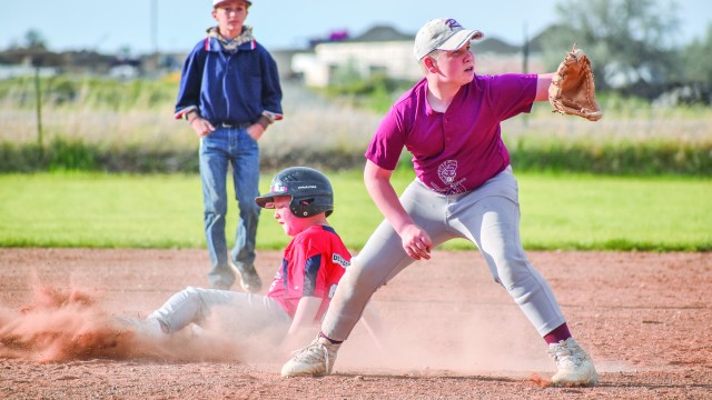 Raiden Andrew is ready at second during an Otto Rattler game. Stephanie Tolman