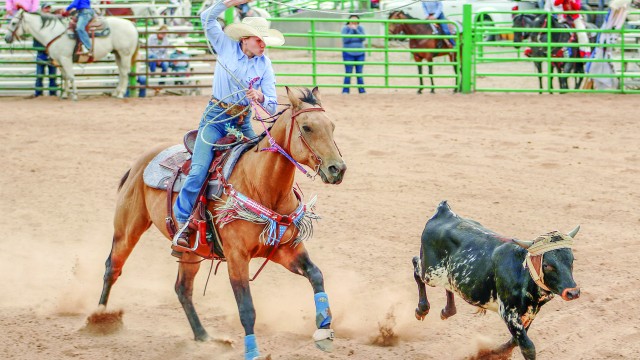 Otto’s Ava Wennberg competes in the youth breakaway competition during the Big Horn Rodeo Circuit Finals last Saturday afternoon in Thermopolis. Kaluha Patterson